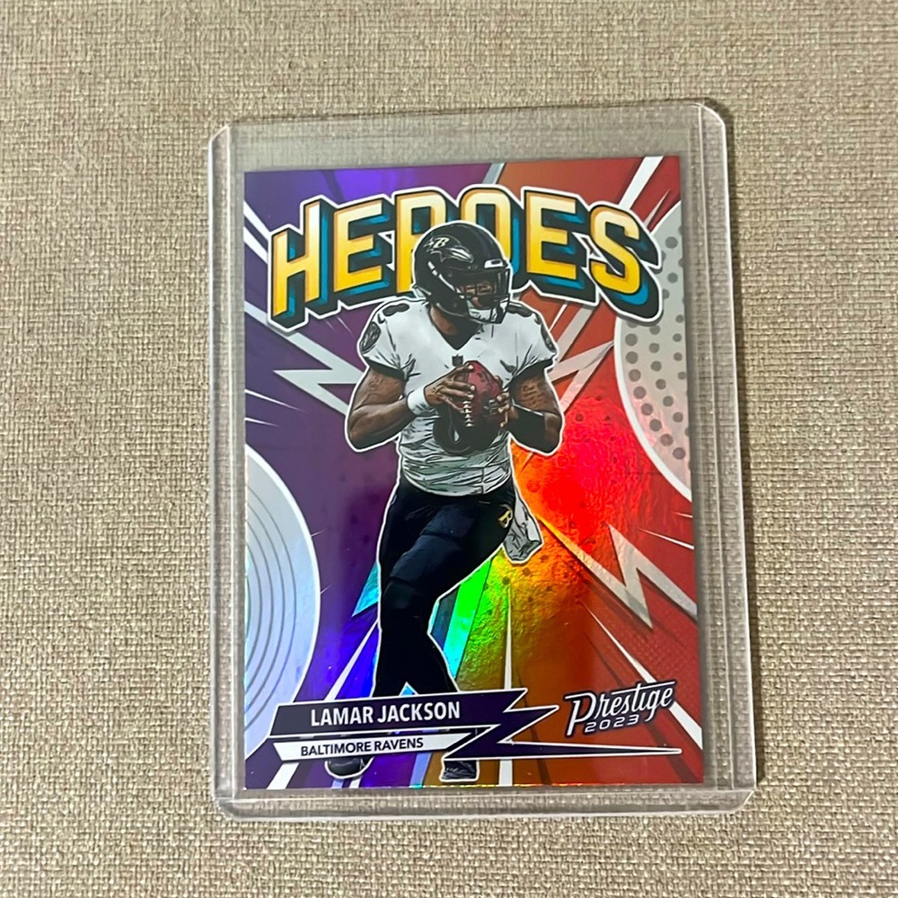 Lamar Jackson 2023 Panini Prestige Football Card Heroes Baltimore Ravens H-5 NFL